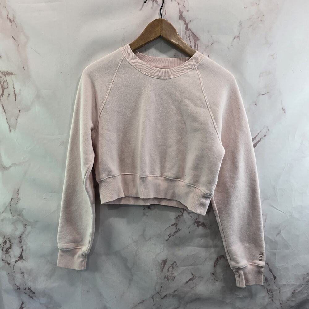 Aritzia TNA Sweatshirt Womens Small Light Pink Pullover Crop Crew Cozy Perfect